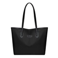 Borsa tote nera classica di grande capacità con doppie tracolle e logo frontale - Nero