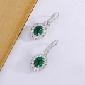 Orecchini a perno vintage con smeraldo, montatura argento e cristalli scintillanti - Color Platino (XP12)