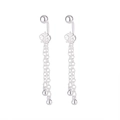 Elegant silver crown belly button ring with long tassel ball chain dangle charms - Crown Tassel Style (A242)