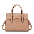 Sac à main marron clair en simili cuir avec texture crocodile et boucle dorée - Kaki Sac simple