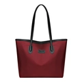 Borsa tote rosso scuro capiente con manici in pelle nera e placchetta logo frontale - Rosso