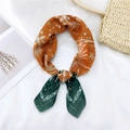 Fashionable retro star print cotton linen scarf in bold orange and dark green finish - 15 Cotton Double Head Bird Orange Green