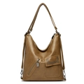 Vintage Tragetasche in Karamellbraun mit Nieten, Taschen und verstellbarem Gurt - Khaki