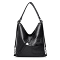 Klassische schwarze Tote Bag aus Leder mit verstellbaren Trägern und Reißverschluss - Schwarz