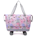 Reisetasche mit Einhorn-Farbverlauf, Schwenkrädern und erweiterbarem Stauraum - Kirschblütenrosa