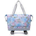 Reisetasche mit Rollen, blau-rosa Einhornmuster, Doppelgriffen und Schwenkrädern - Himmelblau