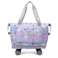 Lila und blauer Roll-Reisetasche mit Einhorn-Prints und 4 drehbaren Universalrollen - Taro-Lila