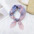 Pink and blue printed cotton linen square scarf with star and dot patterns - 10 Cotton Sincere Heart Pink