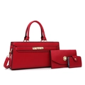 Ensemble de 3 sacs rouge vif en cuir texturé avec des détails dorés élégants - Ensemble de Sacs Rouges