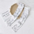 Floral gray ink-wash pattern ice silk cooling sleeves with elastic anti-slip bands - 18 Hoya Flower Grey