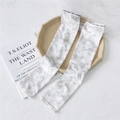 Floral print ice silk cooling sun protection sleeves in grey with Rush Fashion elastic cuff - 19 Hoya Flower Khaki