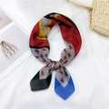Chic multi-color geometric print cotton linen square scarf for women's neck or hair - 23 Cotton Horse Head Blue Black