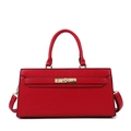 Red pebbled leather tote bag with gold swivel lock closure and detachable shoulder strap - Red Bag Style