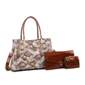 Ensemble de 3 sacs à main marron avec motif serpent et finitions en similicuir - Marron Ensemble