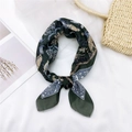 Dark green cotton-linen scarf with vintage bird and floral prints in a stylish loop knot - 2 Cotton Animal Council Green