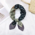 Elegant paisley and floral cotton-linen scarf in retro multicolor patchwork design - 12 Cotton Paisley Grid Grey