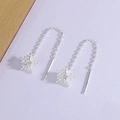 Pendientes de plata con copo de nieve y borlas largas con circonitas para mujer regalo - Estilo de Copo de Nieve (A248)
