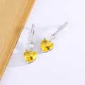 Elegant heart-shaped drop earrings with yellow zircon and sparkling silver ear hooks - Yellow Style (XP33-黄钻)