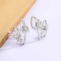 Ear cuff a rosa vintage francese in argento lucido con dettagli floreali multistrato - Stile Rosa Argento (XP42)