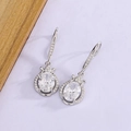 Orecchini pendenti con zirconi a goccia, montatura in argento e ganci eleganti da donna - Argento Zirconia Bianca