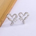 Irregular hollow heart stud earrings in silver finish with sparkling zircon stones - Silver Irregular Liquid Heart (XP52)