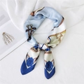 Nautical blue and gold silk scarf featuring anchor patterns and a silky drape texture - Bag Strap Navy