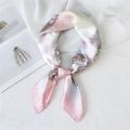 Pink silk-like square scarf featuring elegant rose and mandala patterns for women - Paisley Geometric Pink