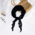 Elegante foulard in pizzo nero con intricati motivi floreali all'uncinetto da donna - Nero