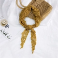 Mustard yellow lace triangle scarf with intricate floral hollow crochet patterns - Ginger Yellow