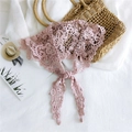 Pink lace hollow-out triangle scarf with elegant floral pattern for women's styling - 18*120cm / Academy Pink