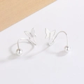 S925 silver butterfly screw back stud earrings with a minimalist spiral spring design - Silver Butterfly Style (A252)