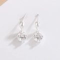 Eleganti orecchini a perno con zircone quadrato e goccia d'acqua in argento puro - Zircone Quadrato a Quattro Griffe a Goccia d'Acqua (A255)