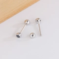 Minimalist silver geometric stud earrings with black round gems and screw ball backs - Black Round Style (C352) / Black Zirconia (C352-Black Diamond)