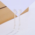 Pendientes de flores plateadas con borlas caladas y largas cadenas colgantes de moda - Estilo de Borla de Flores Huecas (A259)