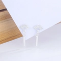 Elegant vintage silver fan-shaped drop earrings for women with sleek metal pendants - Silver Fan Shaped Style (A260)