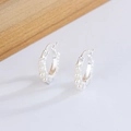Elegant silver hoop earrings featuring white faux pearls in a minimalist Korean design - Silver Pearl Style (HL-159)