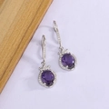 Orecchini a goccia in argento con zircone viola e gancio in cristallo a tulipano - Argento Zirconia Viola