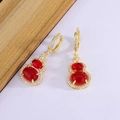 Pendientes de calabaza roja estilo New Chinese con acabado dorado y cristales finos - Dorado
