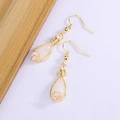 S925 versilberte Pipa-Ohrringe mit Jade-Inlay und Lotusblumen-Detail im Retro-Stil - Gold