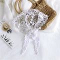 French style white lace floral triangle scarf with vintage crochet knitting pattern - 18*120cm / Academy Milk White