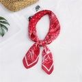 Red paisley print square silk scarf with white vintage floral patterns and smooth finish - Red Floral Paisley