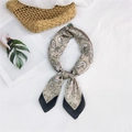 Elegant champagne silk scarf with black paisley pattern and wide border for hair or neck - Beige Green Butterfly Paisley