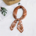 Caramel paisley satin square scarf with vintage floral print for hair or neck styling - Brown Floral Paisley