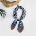 Navy blue paisley square scarf with vintage sun patterns and brown borders - Blue Butterfly Paisley