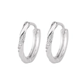 Pendientes de aro retorcidos en plata con circonitas brillantes para mujer - Estilo de Cuerda Trenzada Incrustada (HL-172)