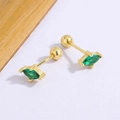 Paar Smaragd-Zirkon-Ohrstecker im Marquise-Schliff mit vergoldetem S925-Schraubverschluss - Gold