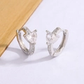 Élégantes créoles en forme de cœur en zircon et métal argenté avec petites pierres brillantes - Argent Zircon Blanc (HL-173)
