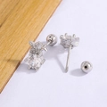 Mini S925 sterling silver zircon stud earrings with a secure screw-back ball closure - White Gold Color (C381)