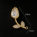 Detail of tulip pendant with waterdrop zircon and pavé setting in gold finish - Pendant / Clear
