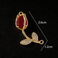 Detail showing 2.6cm tulip pendant with red gemstone and dimensions on dark background - Pendant / Red